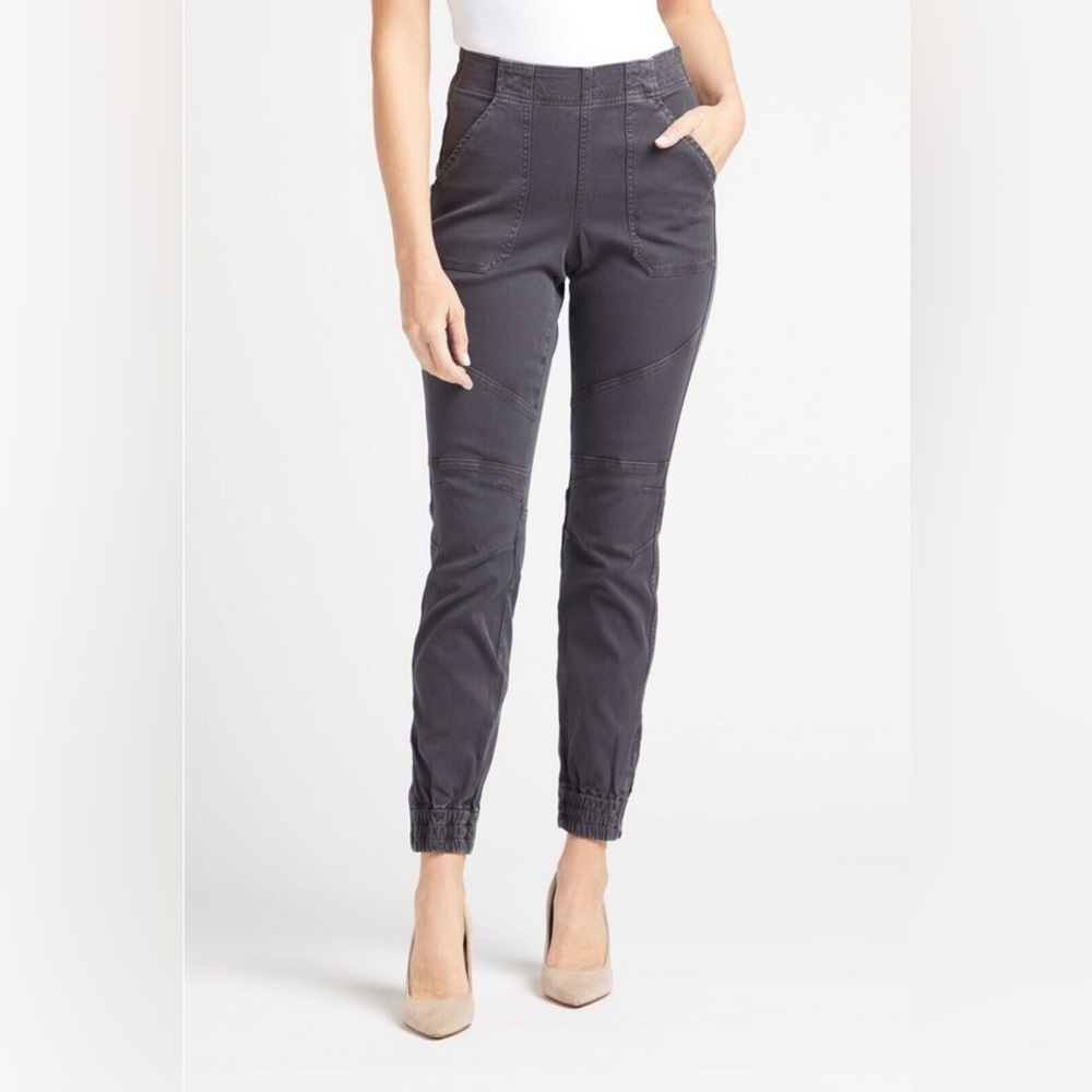 Spanx Washed Black Stretch Twill Cargo Jogger Pants Size Medium